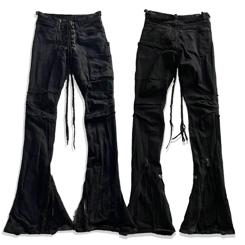 Autonomous Ifsixwasnine Retro Visual Style Sbcm-9 Waxed Lace-Up Slim Fit Slightly Flared Slightly Stretchy Jeans