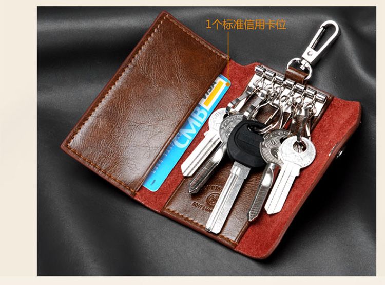 Mua nóng thời trang nam da mềm đa năng khóa đa năng khóa túi thắt lưng dung lượng lớn bao đựng chìa khóa khe cắm thẻ - Trường hợp chính