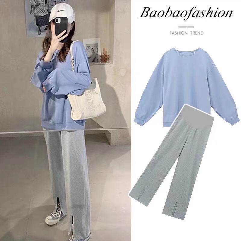 Pregnant Woman Spring Clothing Suit Fashion style Han version Spring and Autumn Style Jacket Loose Sweatshirt Spring Casual Wide Pants Two Sets