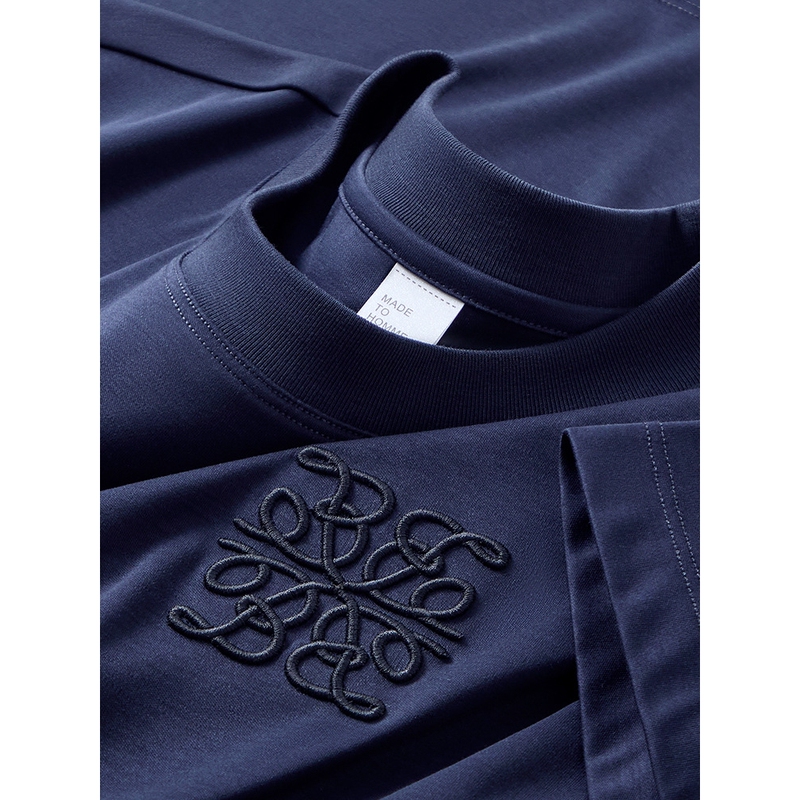 Dayin Wang Prada Men's Collaboration Summer Short-Sleeve Mercerized Cotton T-Shirt Men's Embroidered Round-Neck Half-Sleeve Men's T-Shirt
