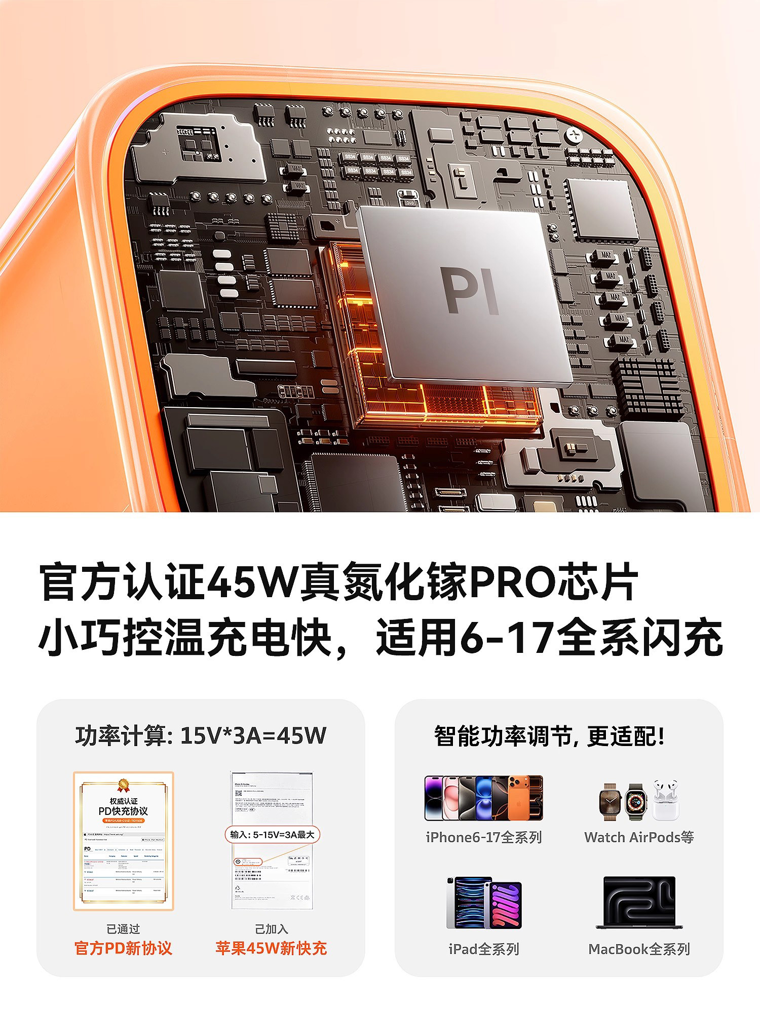 [Preferred for iPhone 17] [Official 45W] Suitable for Apple 16 Pro Max Charger Fast Charging Head Set, Genuine Pd Mobile Phone Plug, iPhone 15 Charging Head, iPad Tablet