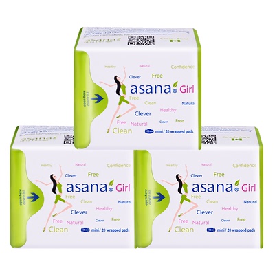 【迷你巾60片】asana阿莎娜迷你卫生巾日用超薄姨妈巾护垫带护翼