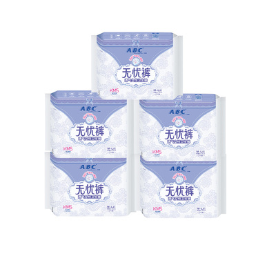 ABC新品轻羽裤超薄透气干爽羽感亲肤夜用裤型卫生巾组合5包