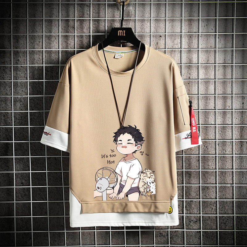 Summer men's boomer short sleeves T-shirt men loose big code Compassionate Couples Dress Half Sleeve Ice Silk 70% Sleeves Clothes-Taobao