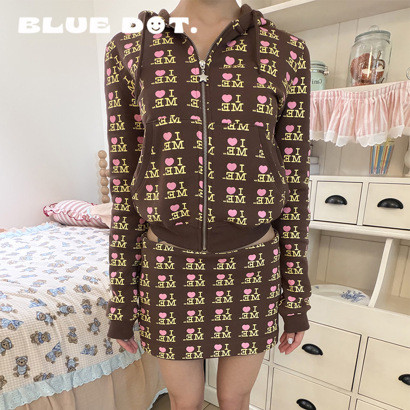 Bluedot Ashley Williams Heart Letter Print Chinese Valentine's Day Outfit Hooded Jacket Sweatshirt
