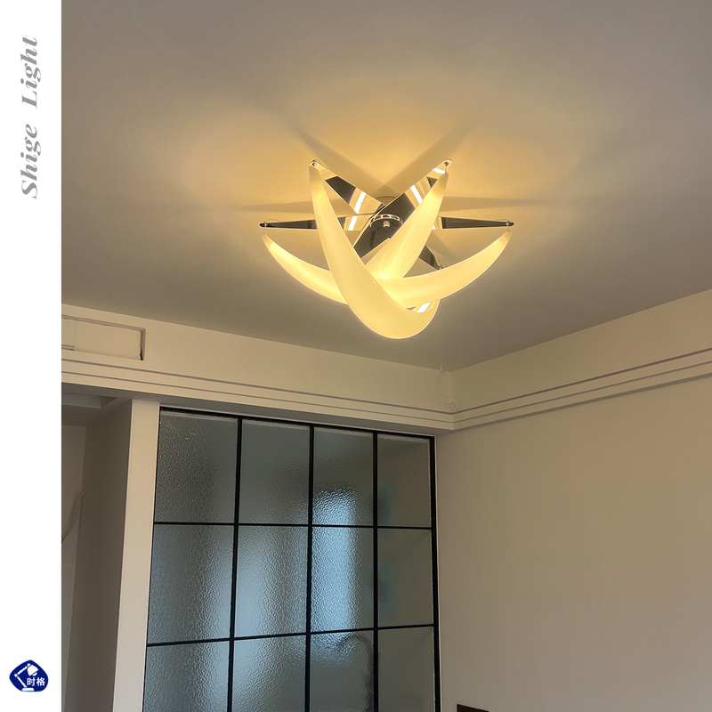 Second-Hand French-Style Nordic Living Room Eye-Protection Ceiling Light, Simple Modern Crescent-Shaped Villa Study Bedroom Designer Main Light