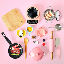 Mini kitchen genuine cooking full set of food to play with small cookware suit Baby fried vegetables Cooking over home Toys girl presents
