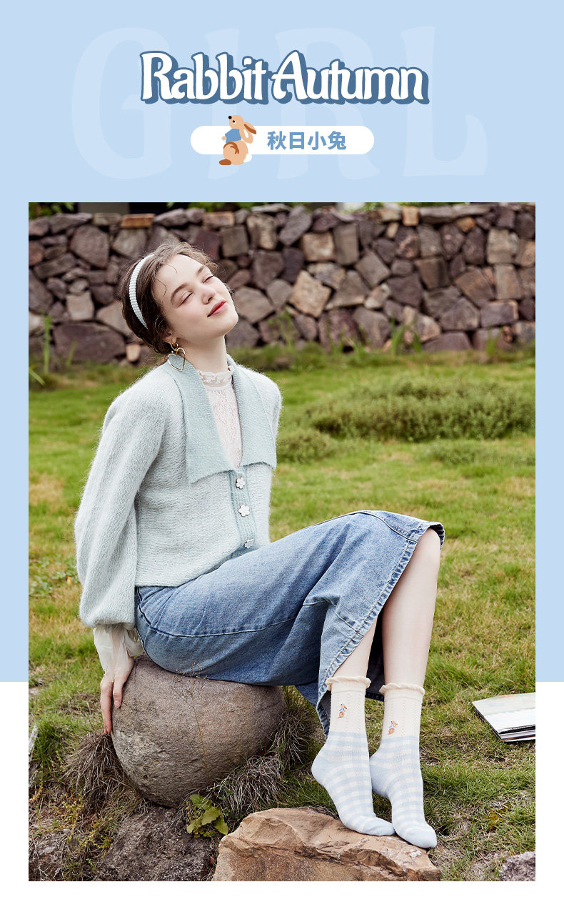 caramella 女式秋冬中长筒可爱提花棉袜 6双 双重优惠折后￥26.9包邮（拍2件）多款可选