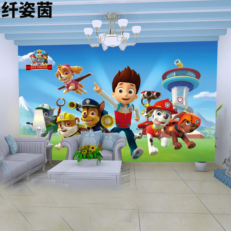 Wang Wang Team Children Wallpaper Boy Girl Room Bedroom Wallpaper Pooch Wall Fabric Cartoon Themed Background Wall Mural