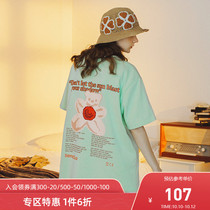 SENCE LA Summer Sea Street Diary Little Flower Bear Short Sleeve T-shirt Valentines Day Couple Tide Zhang Xingspecial same model