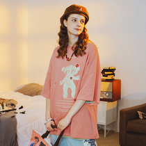 Pet powder welfare] SENCE LA big LOGO printed couple daisy flower bear short sleeve T-shirt Xinjiang Cotton