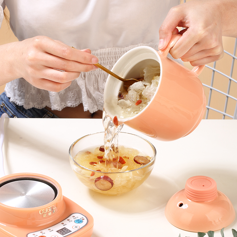 Health Care Electric Saucepan Office Small Fully Automatic Cooking Porridge Electric Hot Small Stew Cup Dorm Room Mini Heated Water Cup 1 Person 2