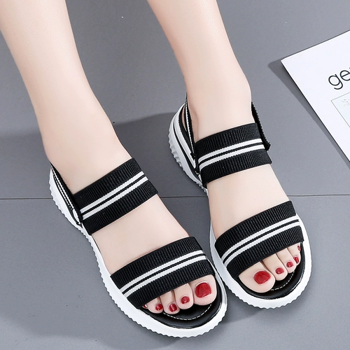 Летние сандалии, универсальные эластичные слайдеры на плоской подошве, тапочки, 2020