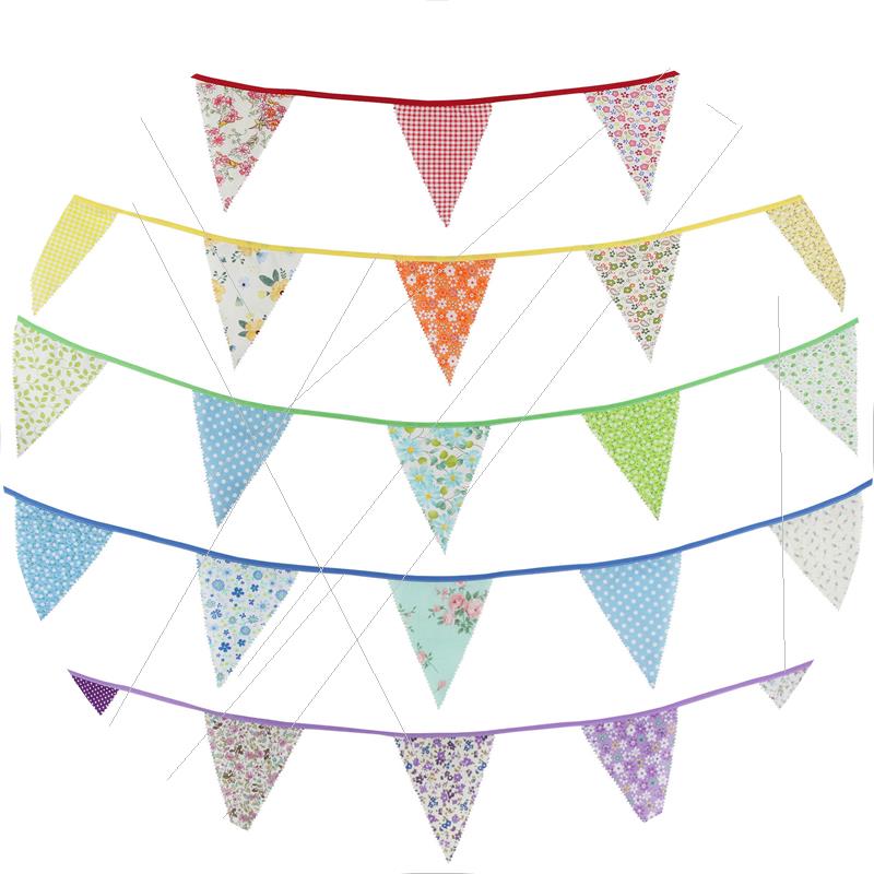 Source 12 m 42 slices Colour Flower Wave Monolayer Flag Triangle Banner Birthday Cotton Cloth Background Photo West Wedding-Taobao