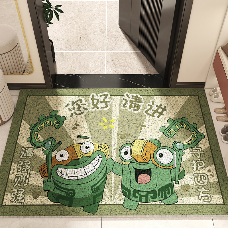 玄関ドアワイヤーリングマット Nezha 2 エンチャントビースト玄関カーペット 耐摩耗性 滑り止め ドアマット カット可能 ドアマット