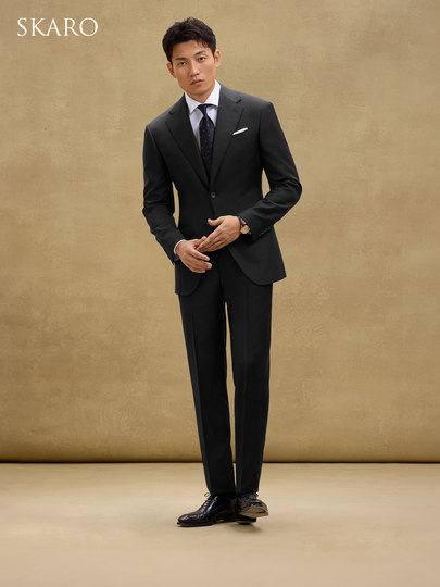 【明星同款 130支】SKARO羊毛西装套装男士商务新郎结婚婚礼西服