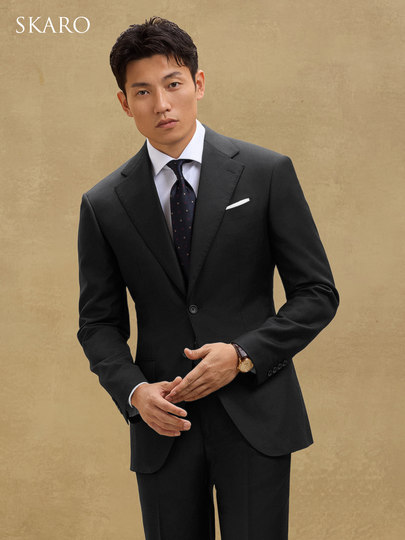 【明星同款 130支】SKARO羊毛西装套装男士商务新郎结婚婚礼西服