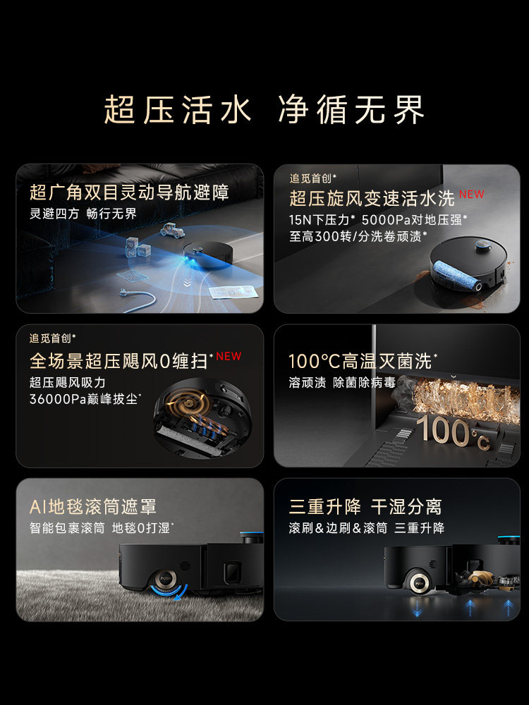 Chuimi Robot Vacuum Cleaner X60Pro Roller Master of Cleaning with Real-Time Live Water Mopping, All-In-One Automatic Cleaning, Ultra-Thin