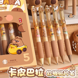 Kappibala press gel pen ST head quick dry brush pen Hit Style girls European bag pen 0.5mm pen soft grip black pen Primary School students junior high school students smooth test special refill Black