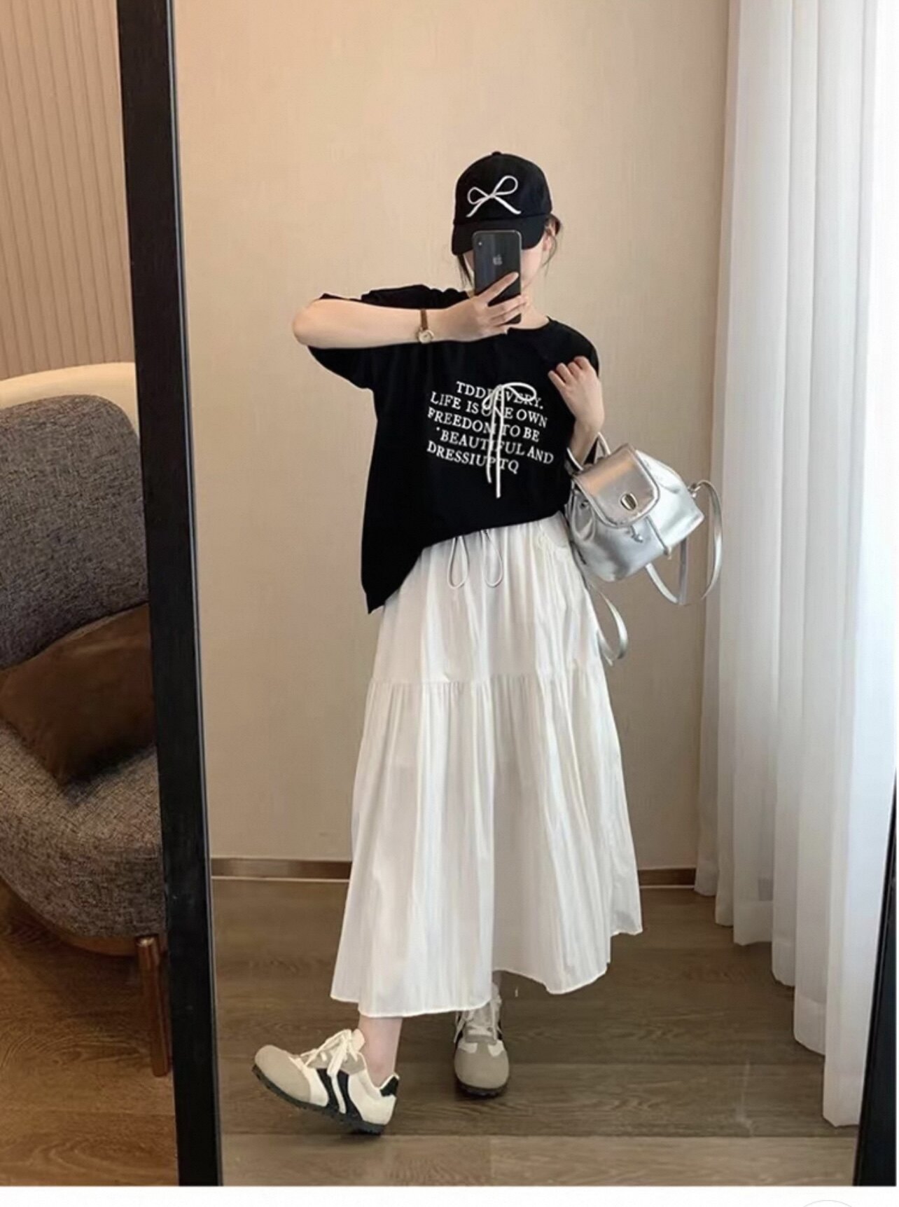Юбка для беременных 孕妇垂感天丝半身裙春夏韩版百搭薄款长裙孕妇蛋糕蓬蓬裙夏季白色