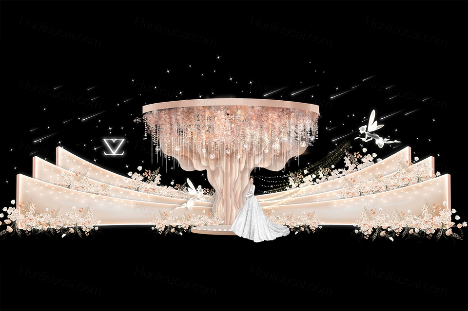 粉色创意浪漫公主城堡梦中的婚礼高端婚礼设计效果图方案素材-婚礼素材网