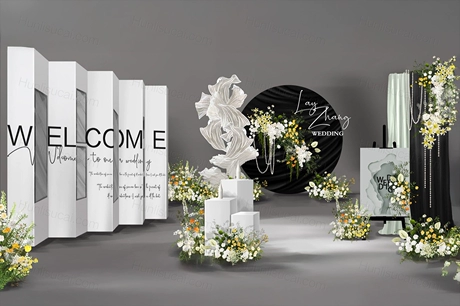 小众鸢尾花婚礼效果图设计定制小众婚礼白绿黄小清新婚礼设计婚庆-婚礼素材网