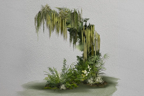 户外婚礼效果图花艺素材自然野生绿花拱形psd分层源文件婚礼-婚礼素材网