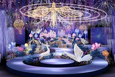 紫色星空城堡背景浪漫森系唯美仙境婚礼设计效果图素材psd-婚礼素材网