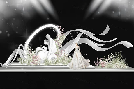 白粉色满天星花艺婚礼手绘图psd设计素材源文件无制作文件-婚礼素材网