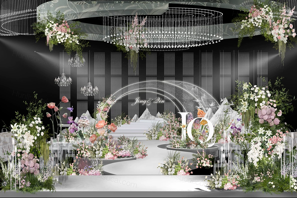 设计小清新高级花园风婚礼效果图婚礼素材psd源文件-婚礼素材网