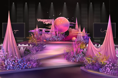 粉紫色渐变风格高级感小众风高端婚礼设计效果图素材psd源文件-婚礼素材网