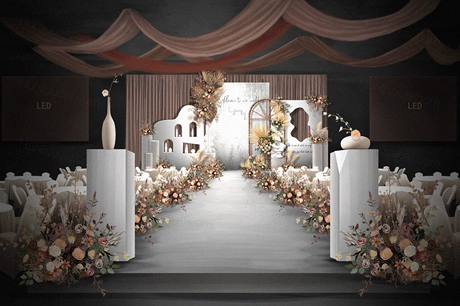 白色灰色水泥背景侘寂宅寂风格小红书同款流行婚礼设计素材效果图-婚礼素材网