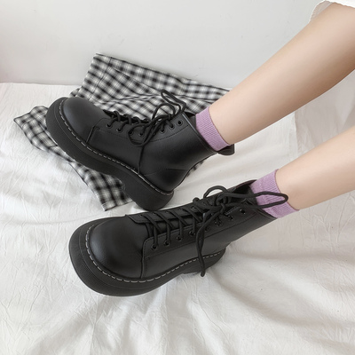 taobao agent Martens, Tide, autumn demi-season white mini-skirt English style, universal low boots, 2021 collection, British style