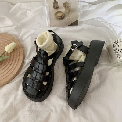 taobao agent Black sandals, summer small design high universal footwear platform, 2022 collection, trend of season