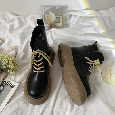 taobao agent Martens, demi-season universal low boots English style platform, British style, 2022, trend of season, internet celebrity