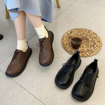 Yinglun Wind Round Head Small Leather Shoes Women 2021 Springtime New Students Han Edition 100 Hitch Jk Retro Flat Bottom Day Series Single Shoes