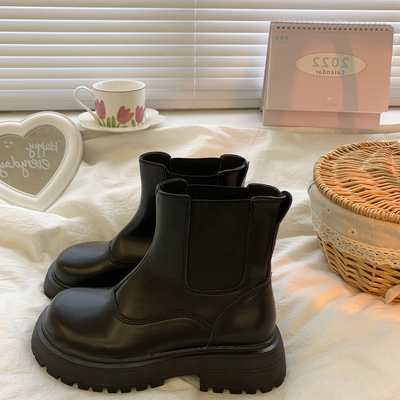 taobao agent Martens, high black chelsea platform, universal low boots, 2022 collection