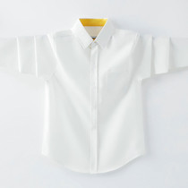 Childrens white shirt Long-sleeved cotton childrens 10-year-old primary and secondary school uniform Spring and autumn performance suit Boys white shirt