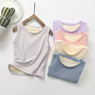 Pure cotton children's vest plus velvet thickened pullover waistcoat Girls warm bottoming Boys and children's waistcoat worn outside autumn and winter