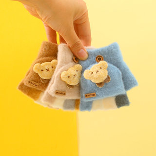 男宝宝手套冬季保暖半指分指翻盖0-1-2-3岁4女婴儿手指套幼儿童萌