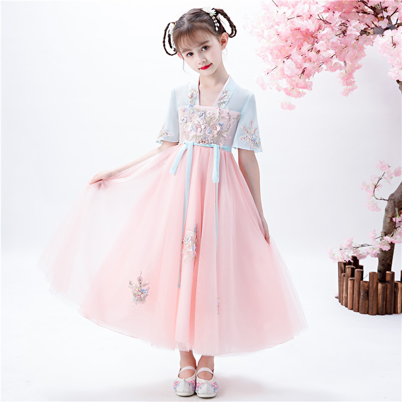 Girls dress super fairy and fugitive 2021 new spring and summer Chinese style and dry style princess dress summer