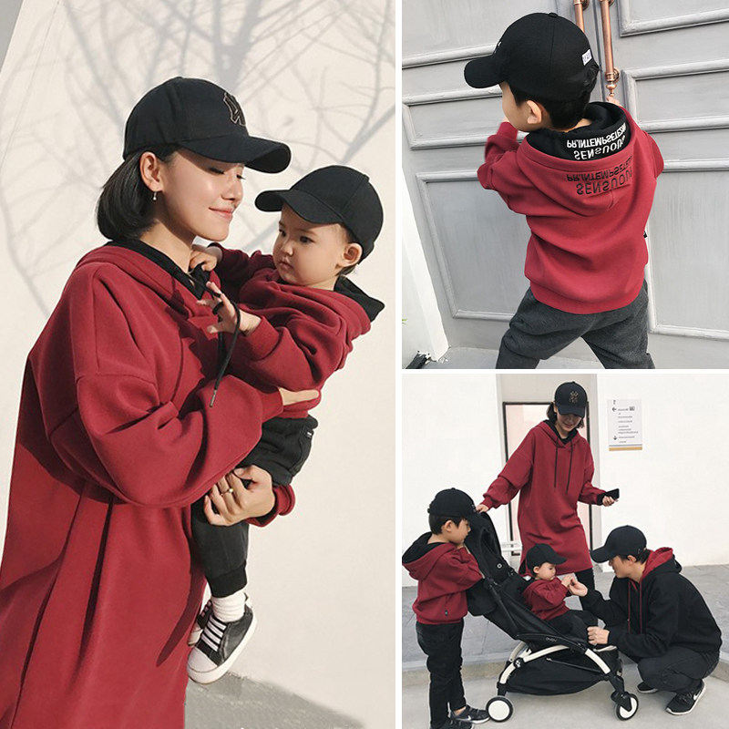 Baby family portrait clothing Family clothing New Year clothes Parent-child clothing Winter a family of three and four long version thick cotton T