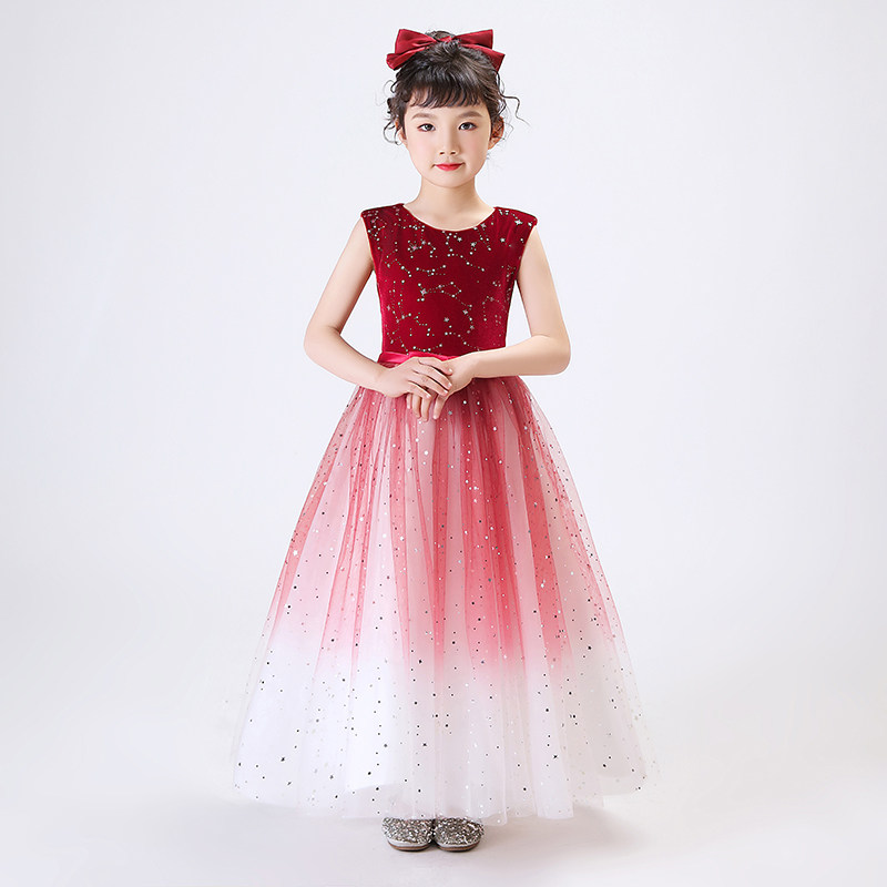 Girl's dress high-end girl Yang Pongbo Yuo Flower Children's Wedding Children's Princess Piano Show Summer