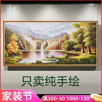 Hand-painted oil painting European living room decorative painting American hanging painting landscape oil painting landscape cornucopia deer villa custom painting