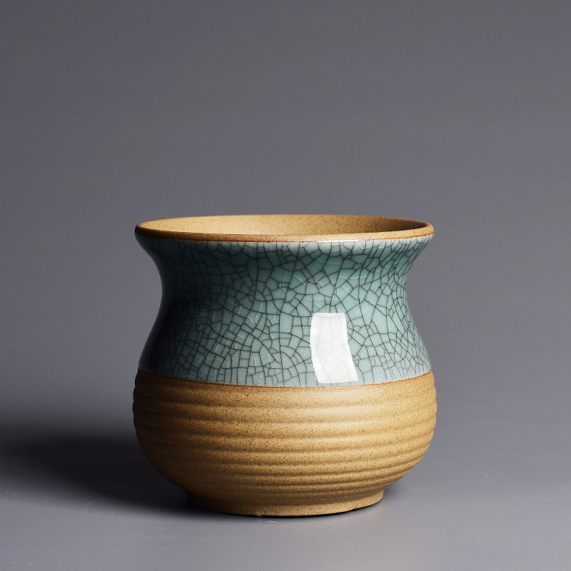 Elder brother up drive chip ceramic flower pot in the creativity of meat plant is potted device desktop, green plant butterfly orchid coarse pottery flowerpot