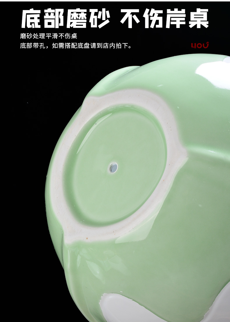 Celadon domestic large fleshy green plant butterfly orchid plant bracketplant flowerpot ceramic office money plant pot basin