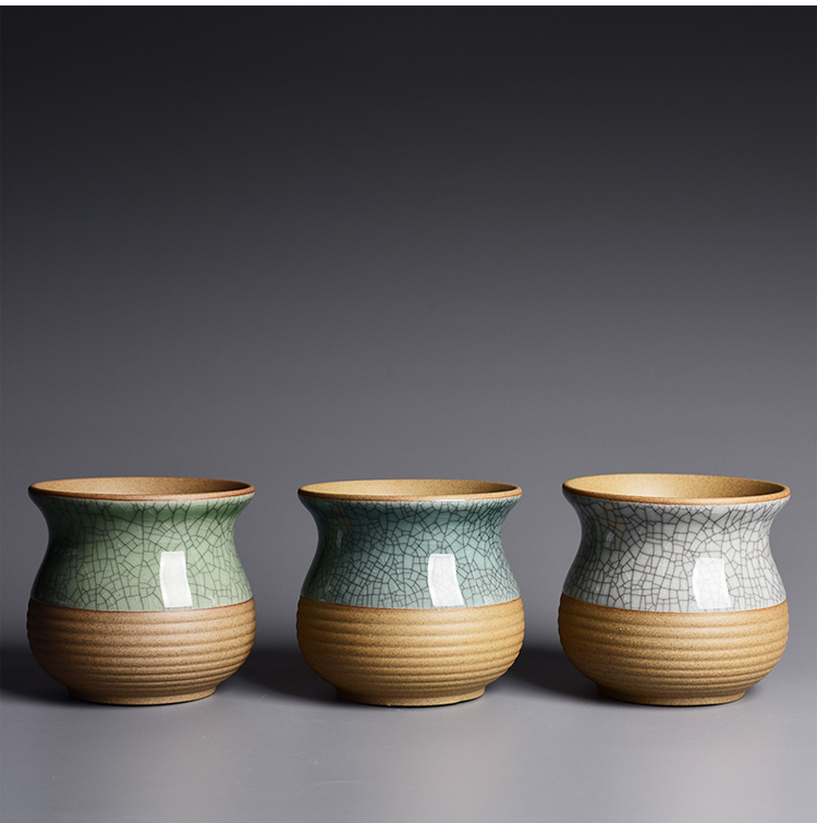 Elder brother up drive chip ceramic flower pot in the creativity of meat plant is potted device desktop, green plant butterfly orchid coarse pottery flowerpot