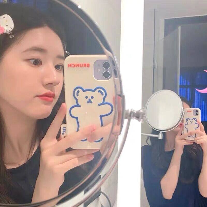 Zhao Ruth's same small bear applies iPhone11 apple 11pro max Korean silicone gel small bear mobile phone protection shell iphox female 8p soft xs xr anti-fall set tide net