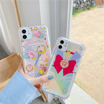 Day Ensemble Cartoon Beauty Less Female Warriors laser Applicable 11Pro Max Apple X XS XR SE mobile phone shell iPhone7p female 8plus Silicone Gel Personality Creative Full Package Side