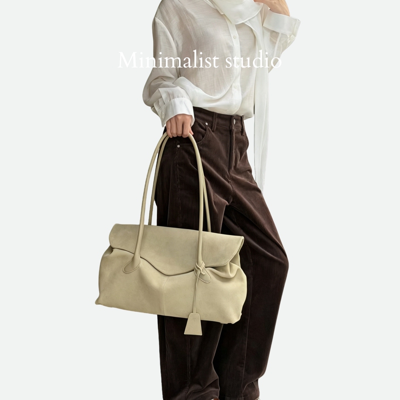 Niche Design Tote Bag, New Autumn and Winter Frosted Cowhide Flap Large-Capacity Commuter Bag, Hobo Shoulder Underarm Bag Niche Design Tote Bag, New Autumn and Winter Frosted Cowhide Flap Large-Capacity Commuter Bag, Hobo Shoulder Underarm Bag